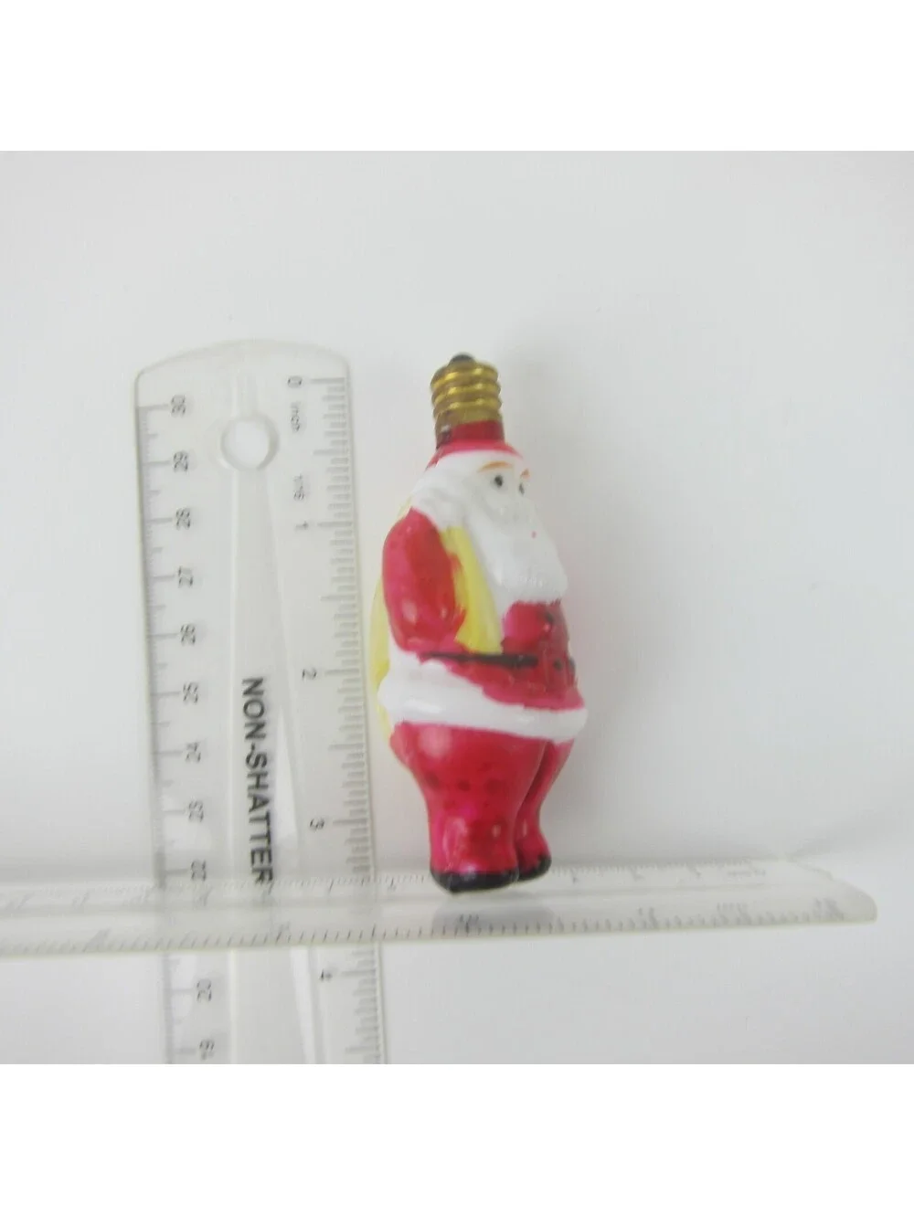Vintage Santa Claus Christmas Milk Glass Light Bulb Figural Toy Sack Japan WORKS